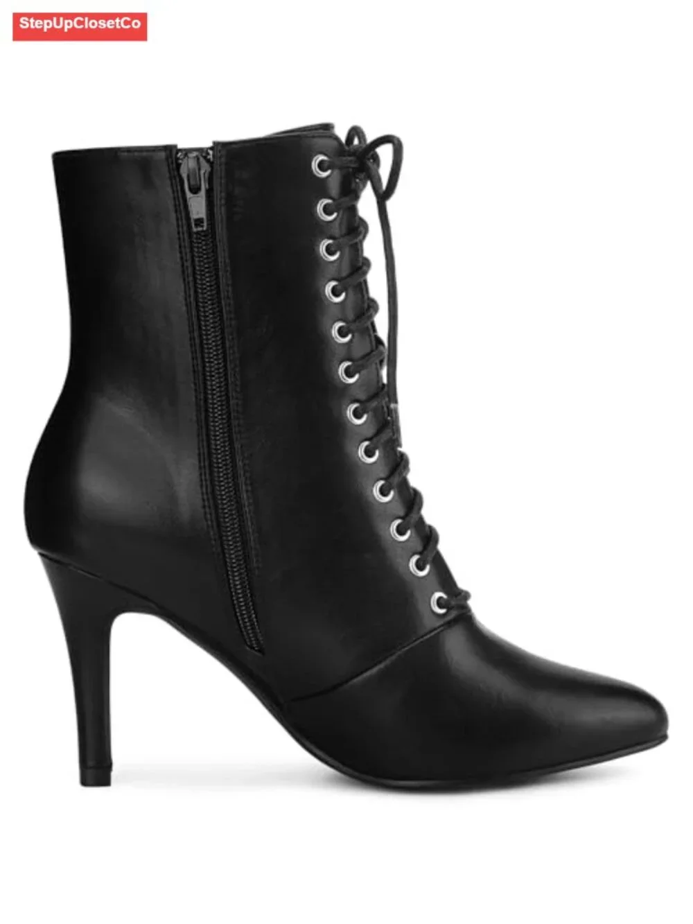 Women's Pointy Toe Lace Up Stiletto Heel Ankle Boots